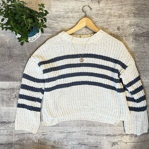 Olive & Oak Cream Sweater with Navy Stripes